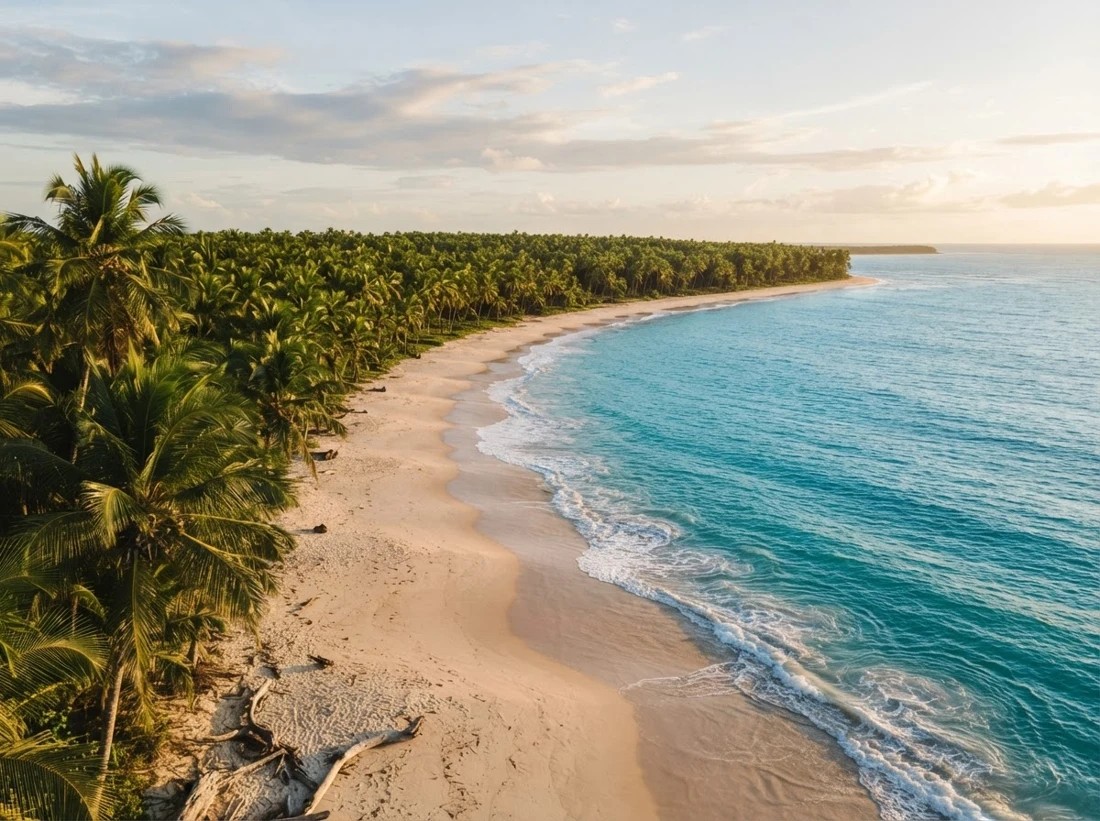 Praia e coqueiral na Península de Maraú